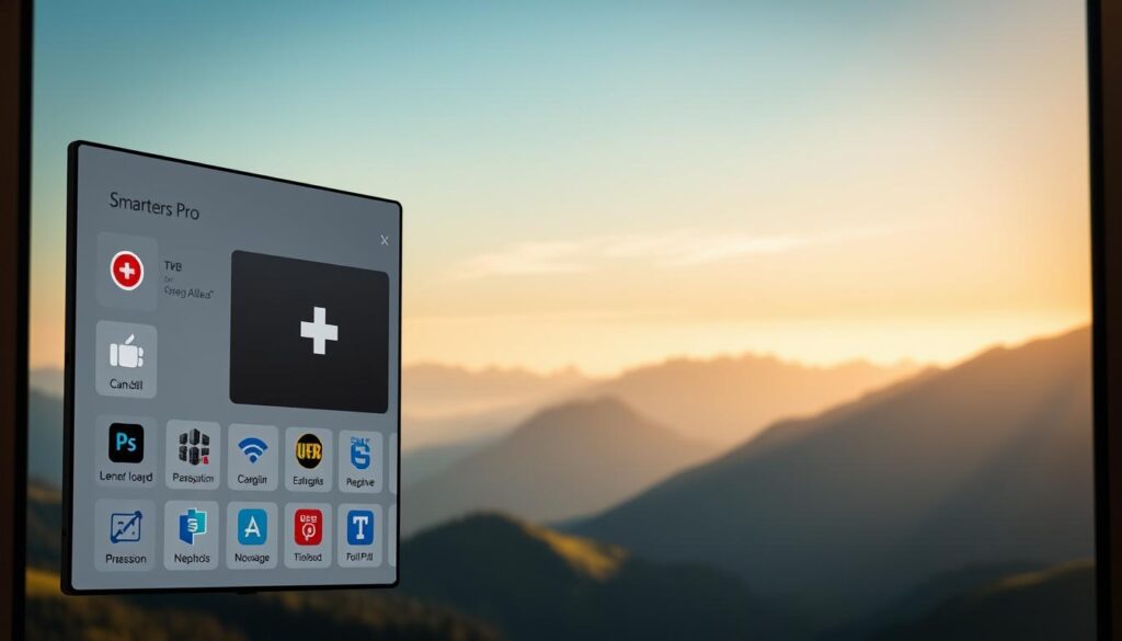 A sleek, modern user interface of the IPTV Smarters Pro application, running seamlessly on a Swiss network. The foreground showcases the app's intuitive navigation, with crisp icons and a clean, minimalist design. The middle ground features a landscape of the Swiss Alps, captured in stunning high-definition, highlighting the app's exceptional video quality. The background incorporates a soft, warm lighting that creates a cozy, inviting atmosphere, alluding to the app's reliable performance and user-friendly experience. The overall composition conveys the power and reliability of IPTV Smarters Pro on the Swiss network, catering to discerning viewers who demand the best in entertainment. A sleek, modern user interface of the IPTV Smarters Pro application, running seamlessly on a Swiss network. The foreground showcases the app's intuitive navigation, with crisp icons and a clean, minimalist design. The middle ground features a landscape of the Swiss Alps, captured in stunning high-definition, highlighting the app's exceptional video quality. The background incorporates a soft, warm lighting that creates a cozy, inviting atmosphere, alluding to the app's reliable performance and user-friendly experience. The overall composition conveys the power and reliability of IPTV Smarters Pro on the Swiss network, catering to discerning viewers who demand the best in entertainment.